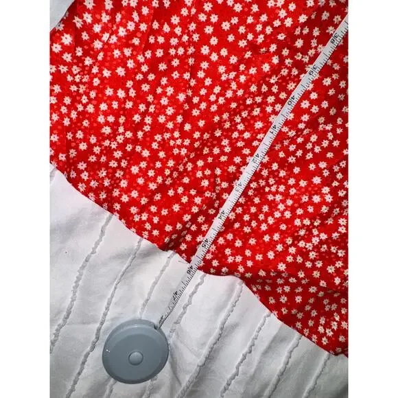 Rebecca Taylor Malia Twist Front Floral Silk Midi Dress Women's 4 Red Garden - Picture 8 of 16